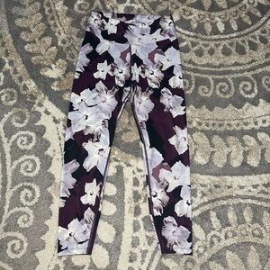 High Waisted Pants Women Purple/lilac Multicolor Flowers Used Missing Tag